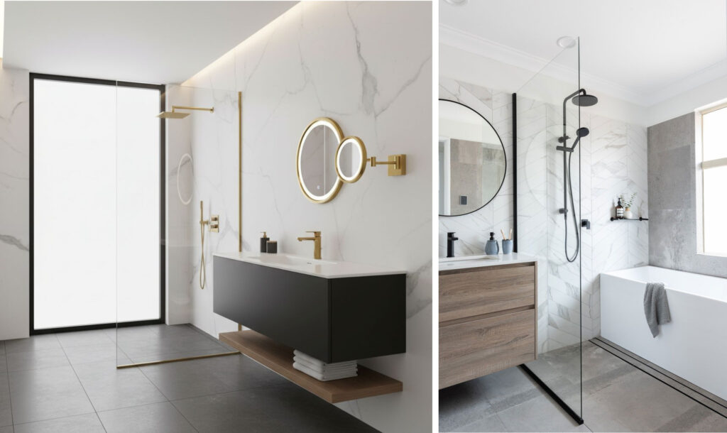 Nowoczesne łazinki z lustrami podświetlanymi