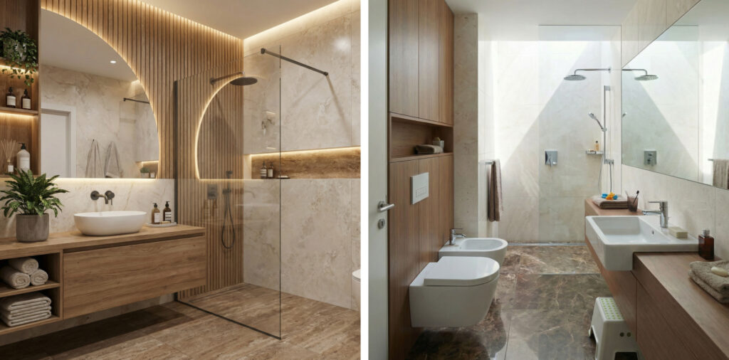 mała wąska łazienka z krótką toaletą